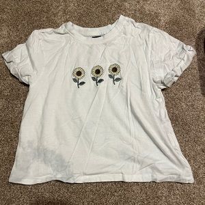 White SunFlower Crop Top